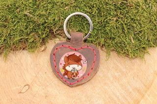 Leather Keychain (customizable) (heart shape)