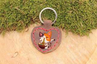 Leather Keychain (customizable) (heart shape)