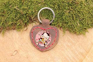 Leather Keychain (customizable) (heart shape)