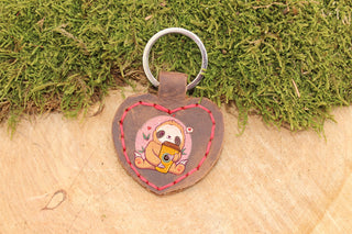 Leather Keychain (customizable) (heart shape)